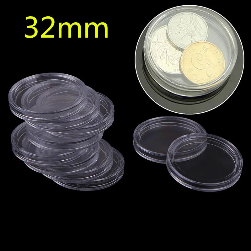 Unique Coin Box Set: 10 Clear Plastic Holders for 18-50mm Coins"