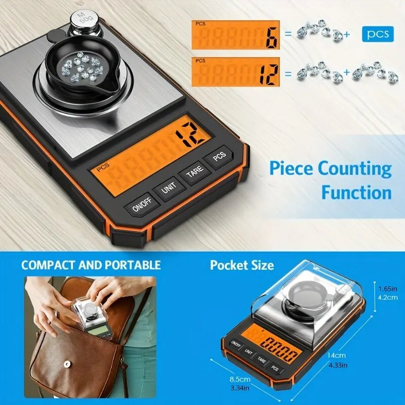 Professional 50g Electronic Jewelry Scale - Ultra-Precise 0.001g Readings"