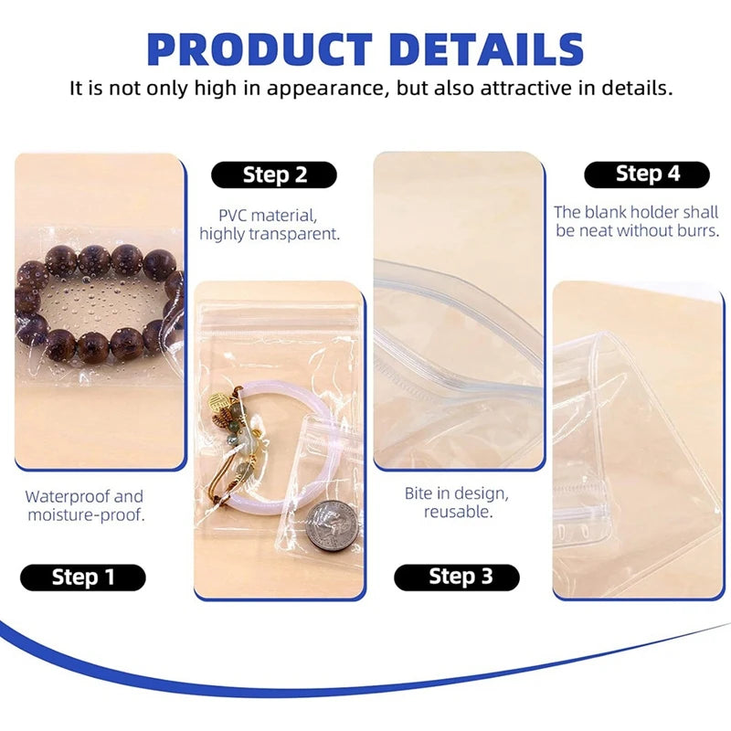 New Durable PVC Jewelry Bags – 160Pcs Self-Seal with Anti-Tarnish Tabs"