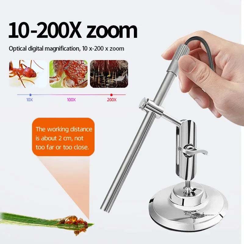 Portable USB Digital Microscope 200X - Perfect for Coins, Soldering & More"