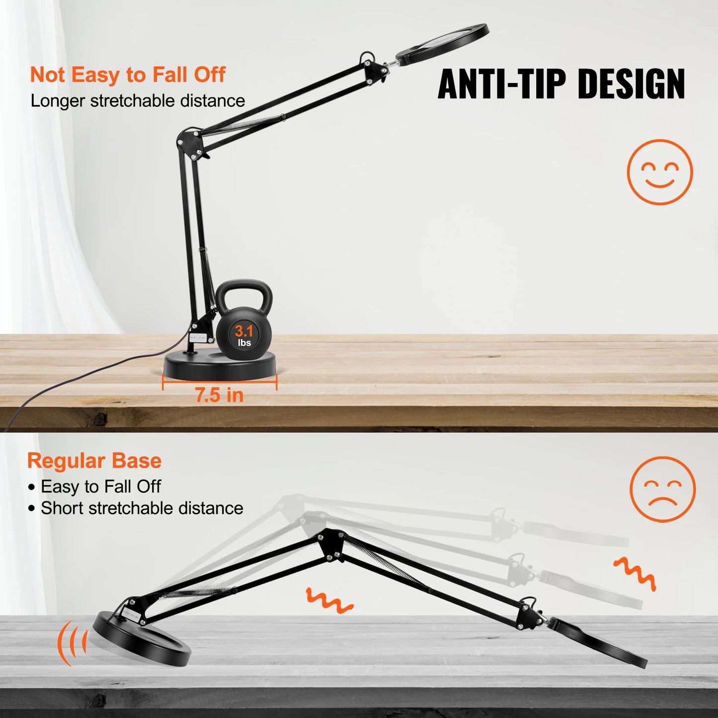 VEVOR 5X Magnifying Glass Lamp - Versatile Desk Magnifier with Adjustable LED"