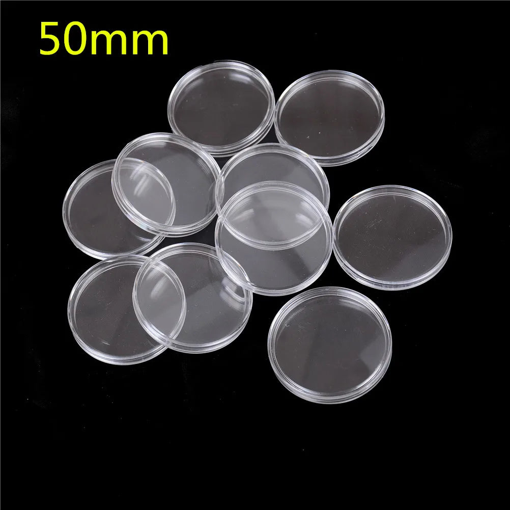 Unique Coin Box Set: 10 Clear Plastic Holders for 18-50mm Coins"