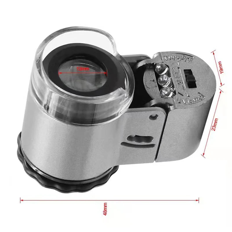 Portable 50X Jeweler coins Magnifier with LED Light & UV Detector – Pocket Size!"