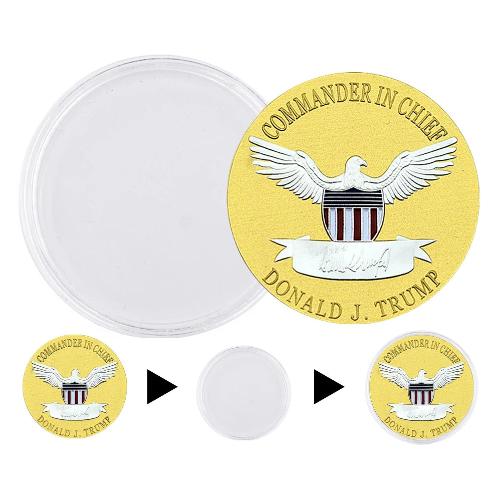 Donald Trump 2024 Gold Plated Challenge Coin, Fight for USA Gift