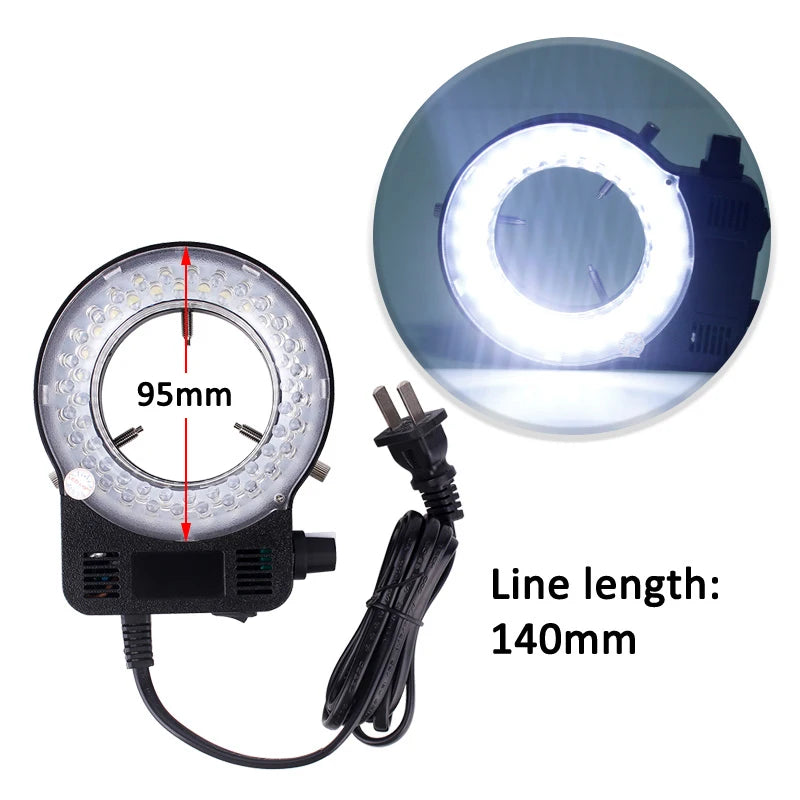 Industrial LED Ring Light Illuminator for Stereo Video Camera Microscopes"