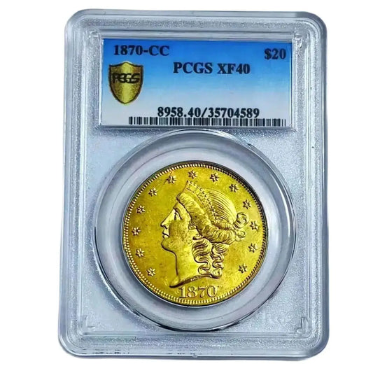 1870 CC $20 Coin - 24k Gold Plated Tungsten - PCGS NGC XF40 Sealed