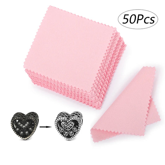 50pcs 8x8cm Polishing Cloths – Shine Silver, Gold & Platinum”