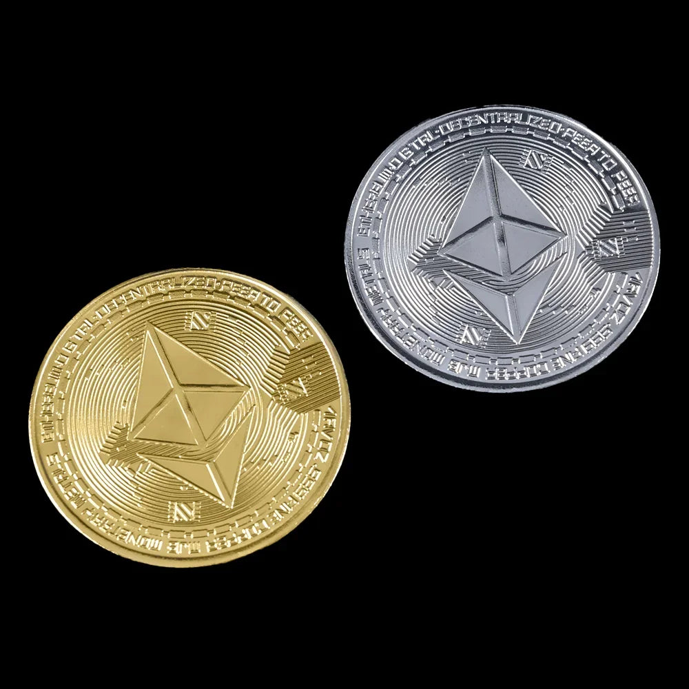 Ethereum & Bitcoin Commemorative Coins - High-Strength, Wear-Resistant Collectibles"