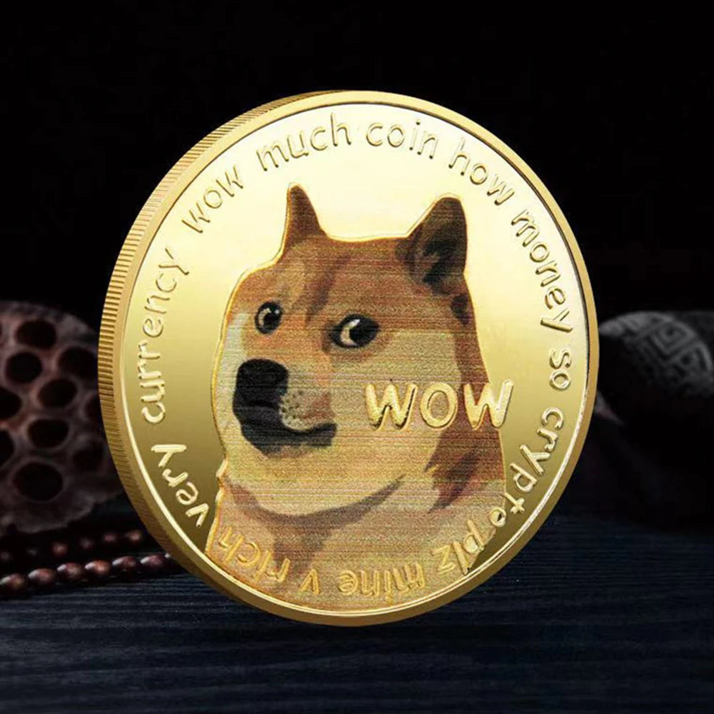 Cute Dog Pattern Dogecoin - Gold Plated 'To The Moon' Souvenir Coin"
