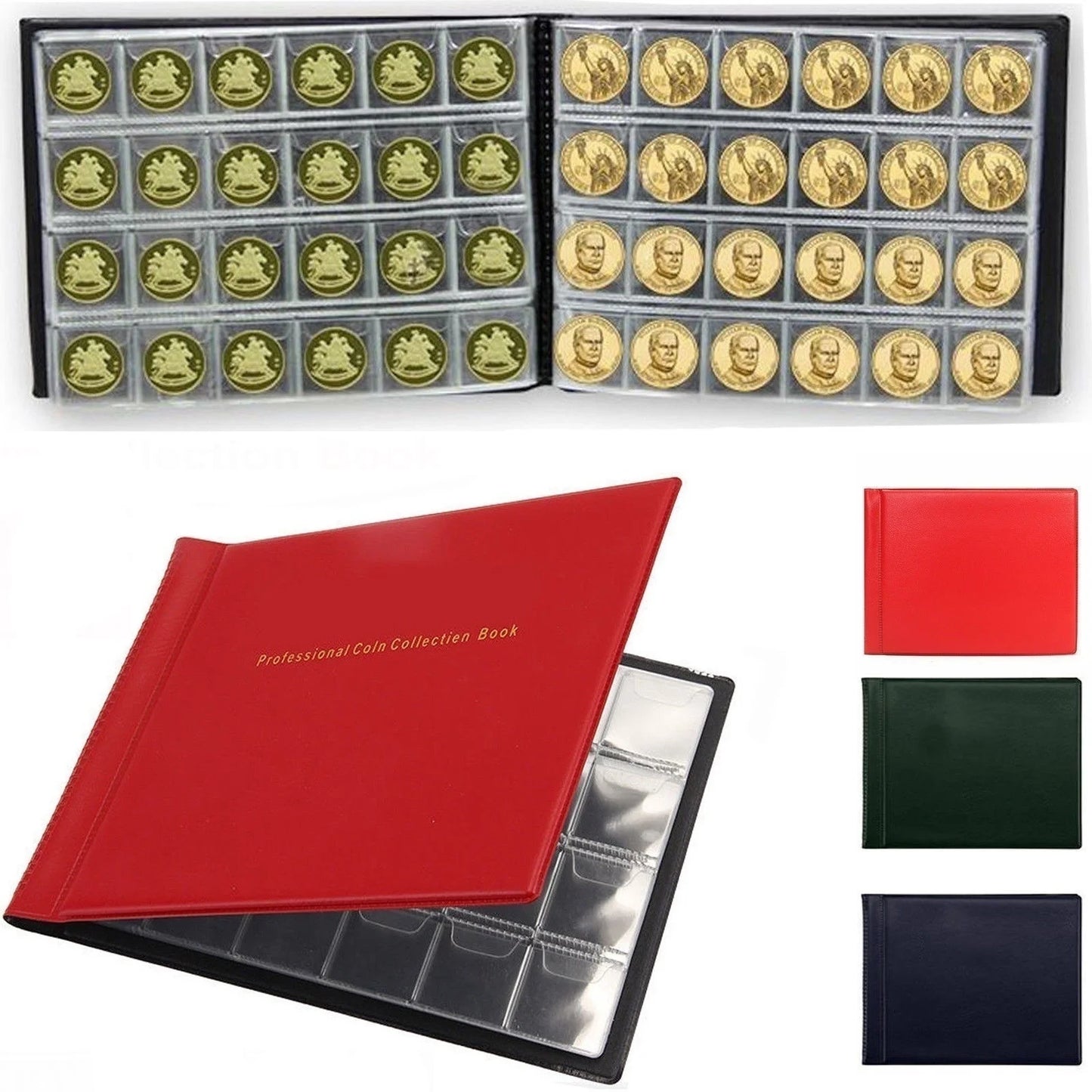 High-Quality 240/120 Pocket Coin Storage Album - 10 Page Royal Coin Collection Holder