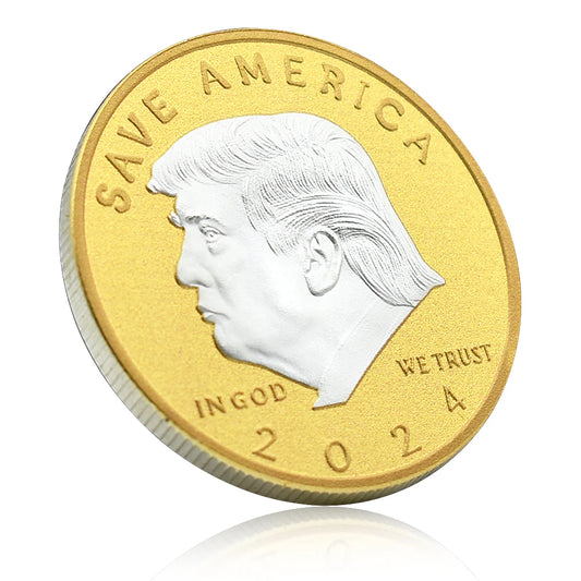 Donald Trump 2024 Gold Plated Challenge Coin, Fight for USA Gift