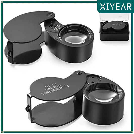 High-Power 40X Folding Magnifier - LED Light for Jewelry and Diamond Identifying"