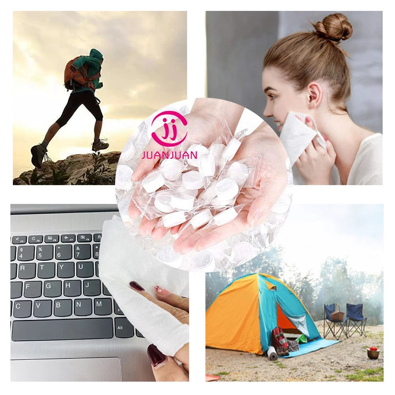 Best Seller: 100 Pcs Mini Compressed Towelettes – Portable Coin Tissues for Travel & Camping"