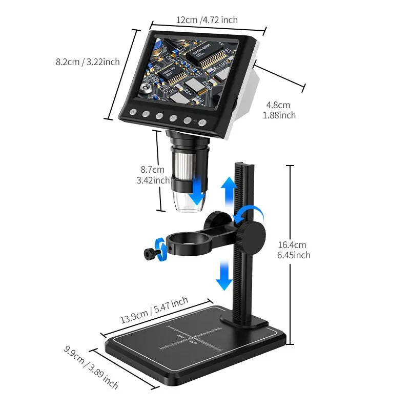 Ultimate 4.3 Inch 1000X Digital Microscope with LED for Coins and Kids"