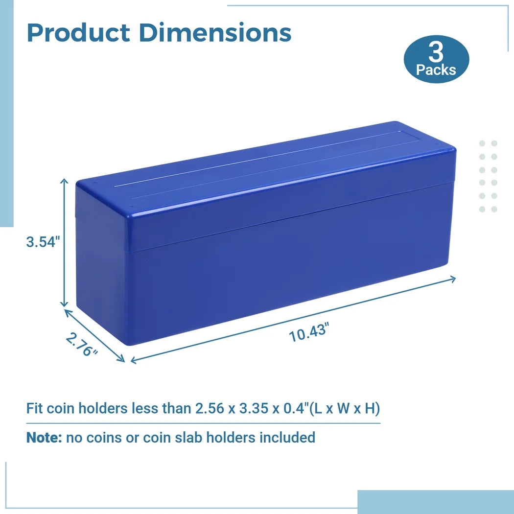 3pcs Coin Slab Storage Boxes - Holds 60 Slabs - PCGS NGC PMG Compatible