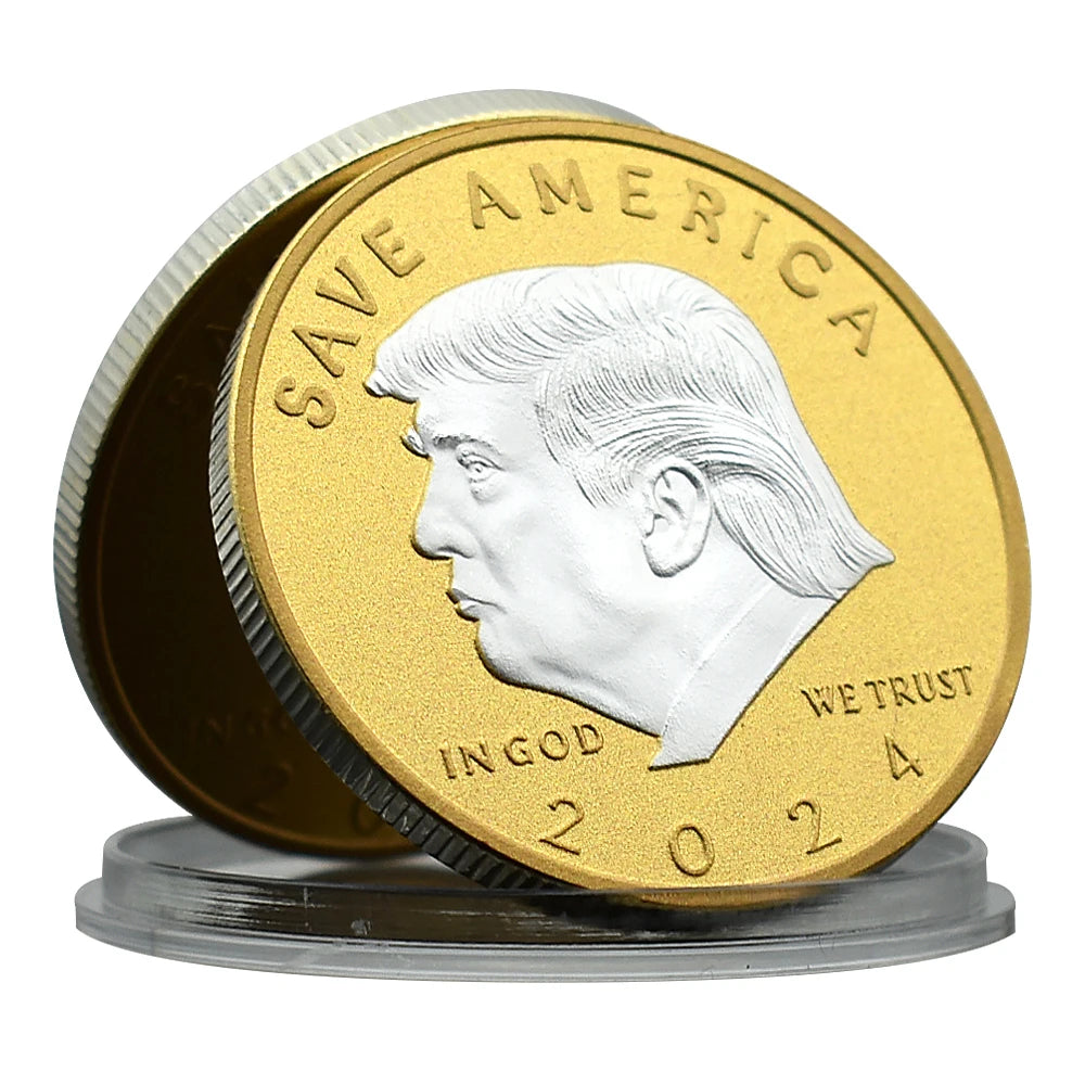 Donald Trump 2024 Gold Plated Challenge Coin, Fight for USA Gift