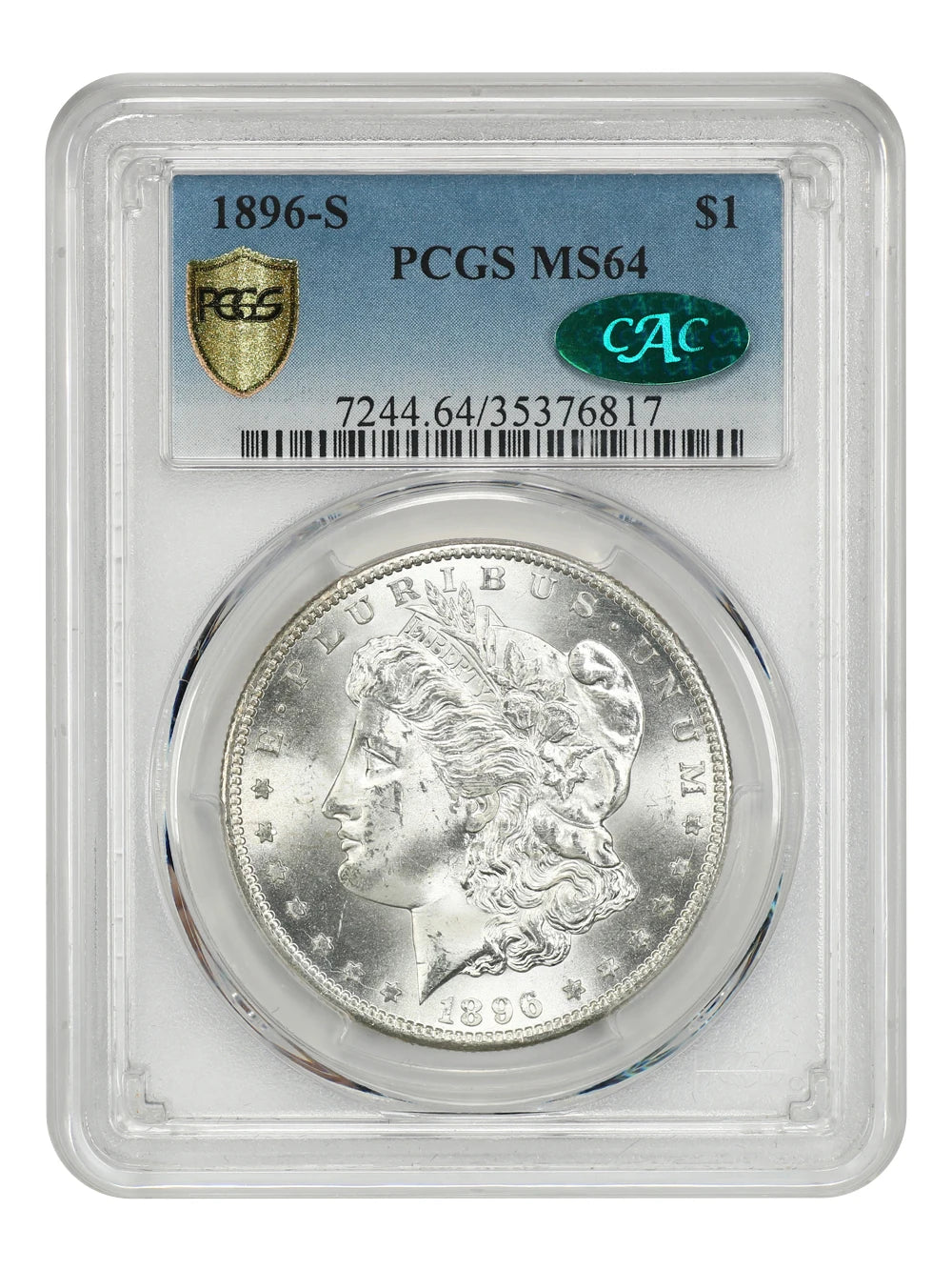 1896-S Morgan Dollar Coin - 90% Silver - Graded MS64 NGC/PCGS Case