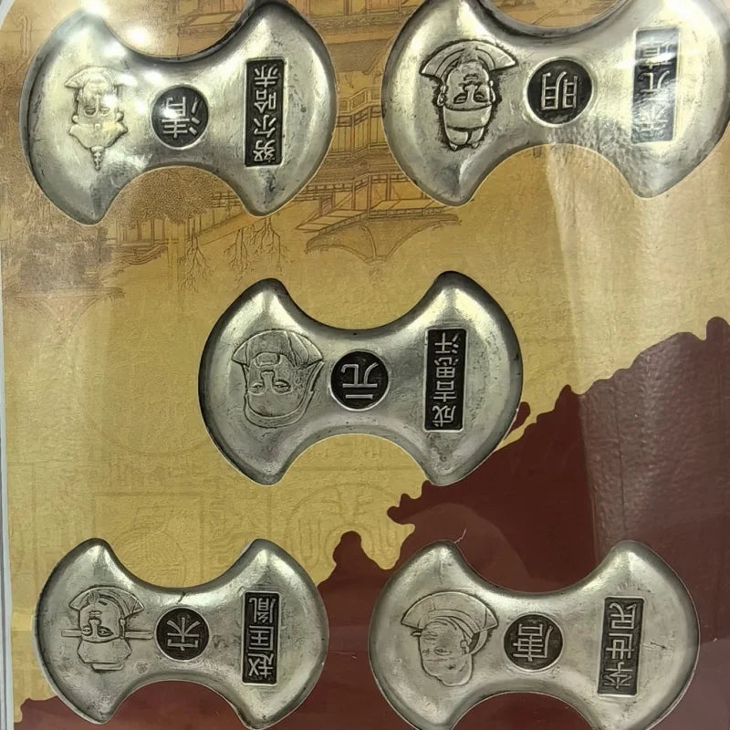 Five Emperors Sycee Ingot Coins – Tang, Song, Yuan, Ming, Qing Dynasties Set