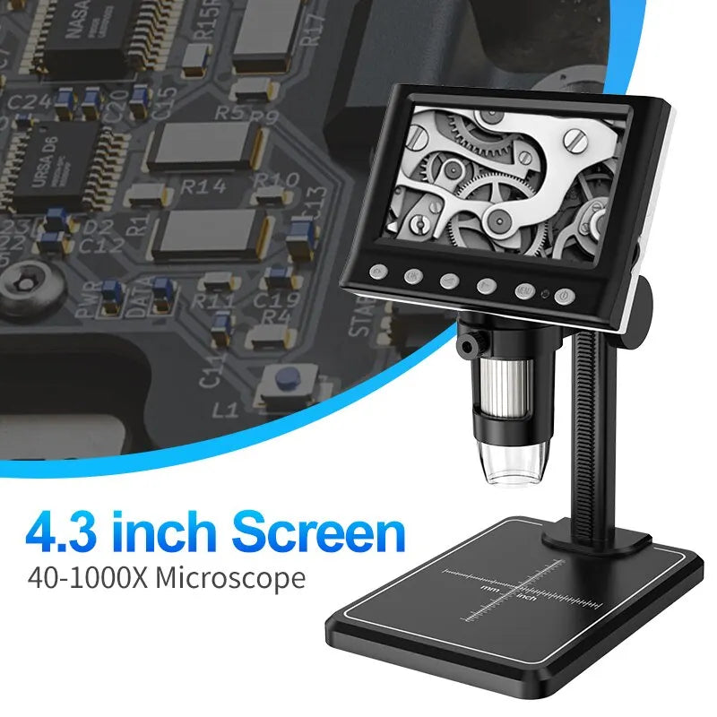 Ultimate 4.3 Inch 1000X Digital Microscope with LED for Coins and Kids"