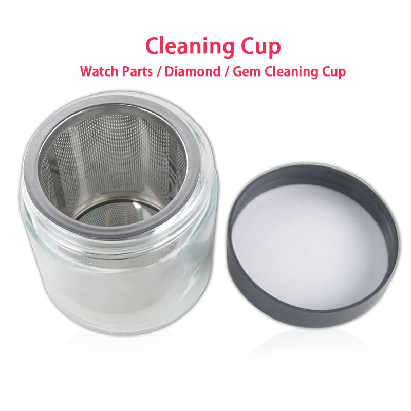 Jewelry Cleaning Jar with Sieve – Ideal for Watch Parts & Gems