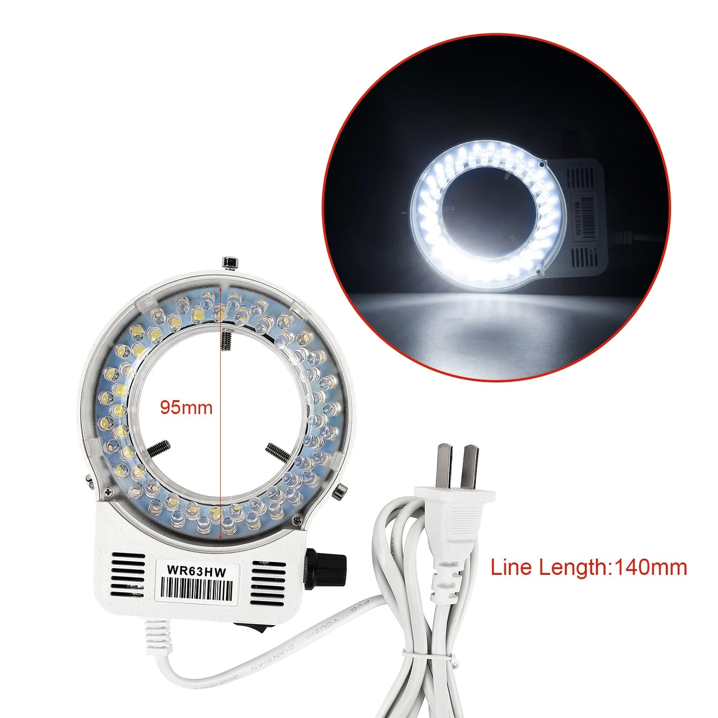 Adjustable LED Ring Light for Binocular & Trinocular Microscopes - High Brightness"