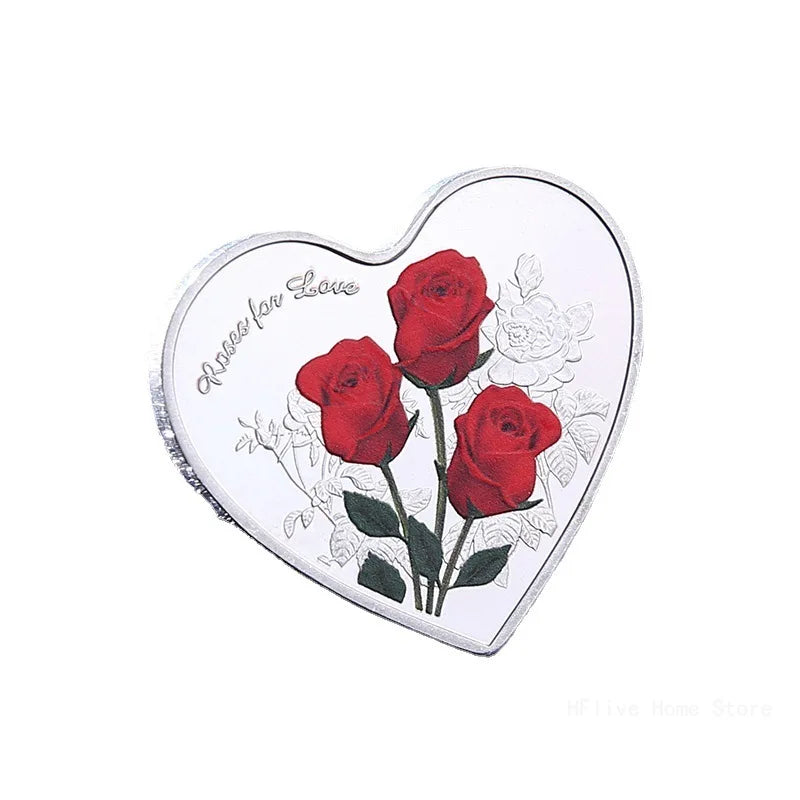 Romantic Red Rose Commemorative Coin - Ideal Wedding & Engagement Decoration"