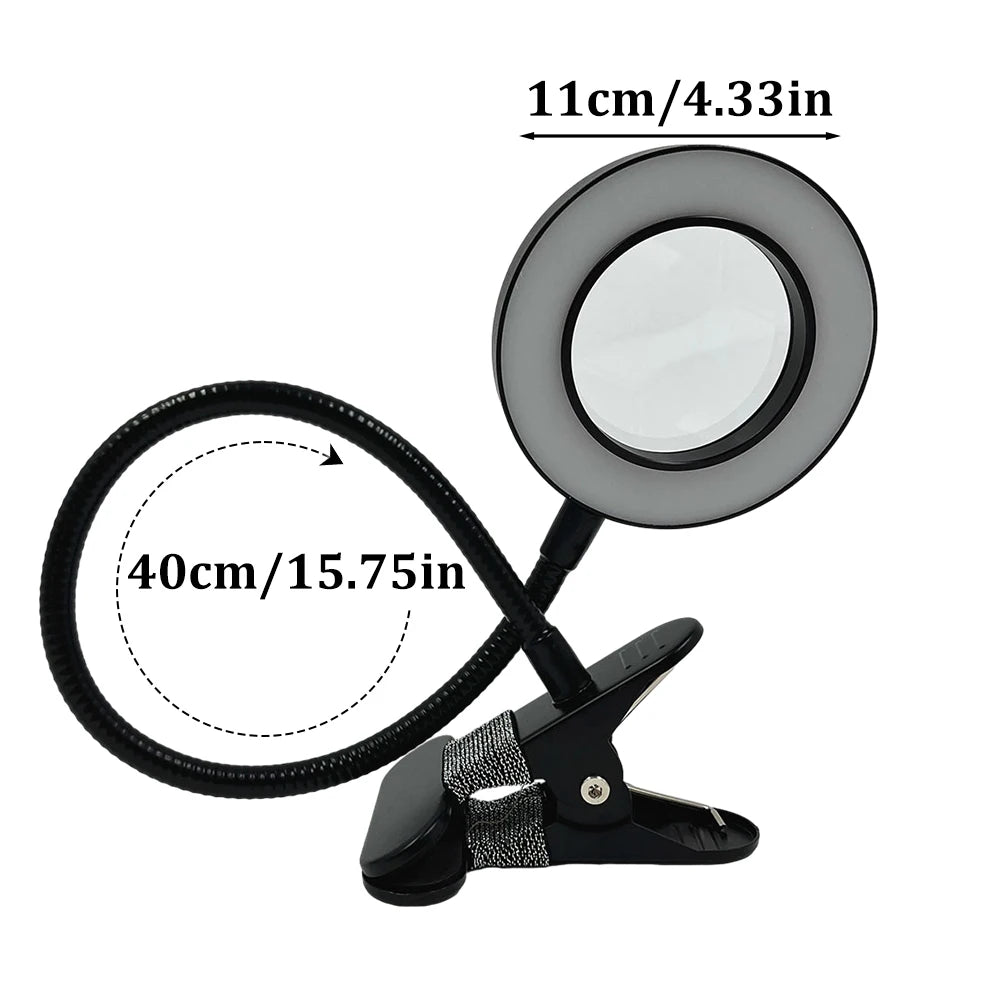 Multifunctional LED Magnifying Glass with USB Clamp - Ideal for Detailed Work"