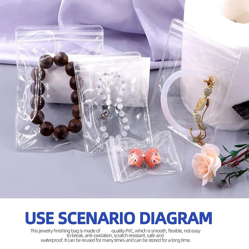 New Durable PVC Jewelry Bags – 160Pcs Self-Seal with Anti-Tarnish Tabs"