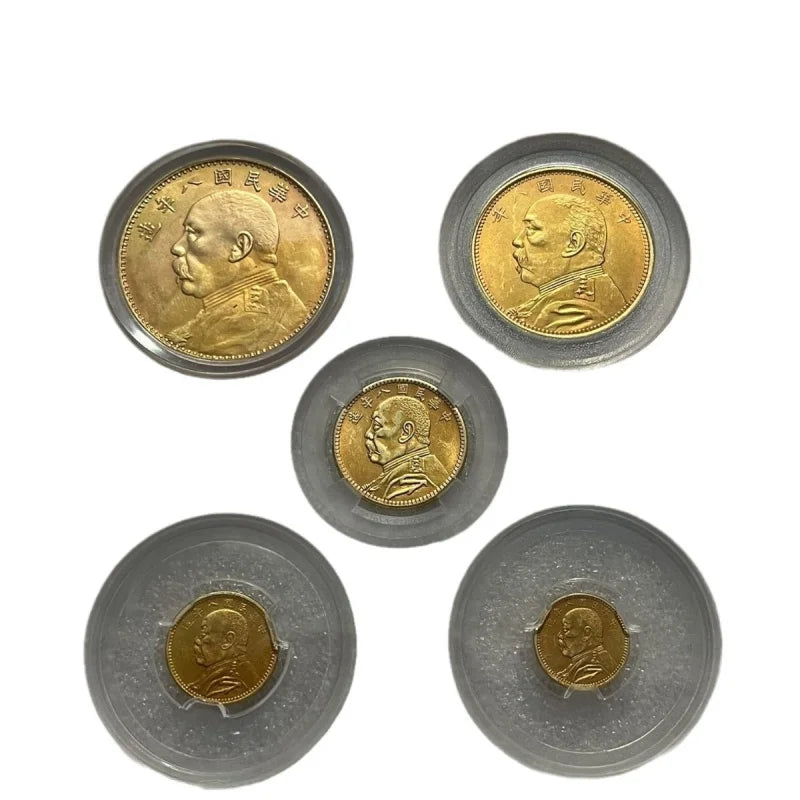 Qing Dynasty Coin Set - Guangxu Silver and Gold Coins with Gilding