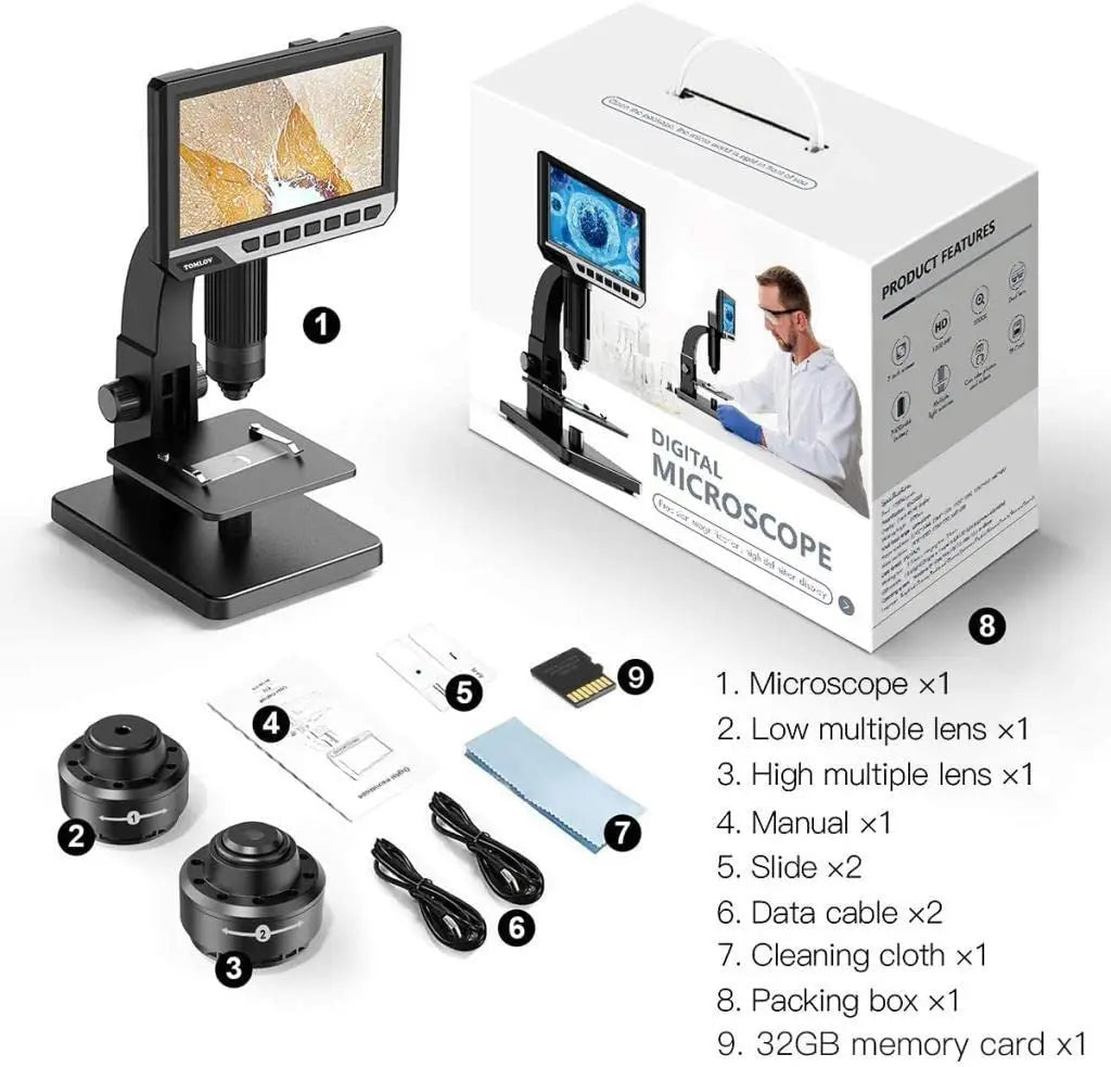 Versatile TOMLOV 2000X Microscope: Perfect for Detailed Coin and Banknote Inspection