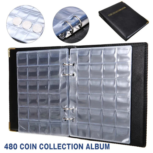 Compact 480-Pocket Coin Collection Album – 20 Pages, Multiple Sizes