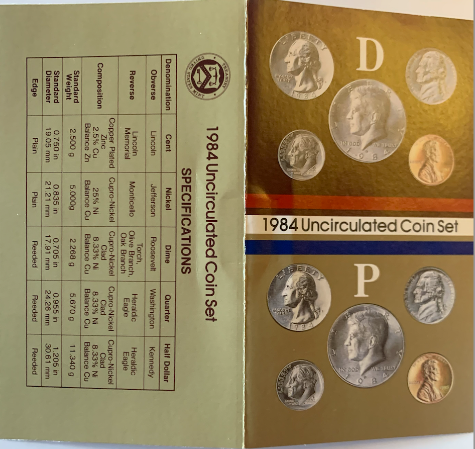 1984 United States Mint Uncirculated 12-Coin Set - Denver and Philadelphia Mints"**