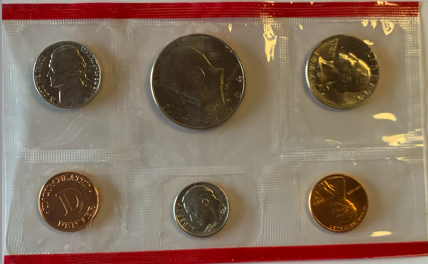 1984 United States Mint Uncirculated 12-Coin Set - Denver and Philadelphia Mints"**