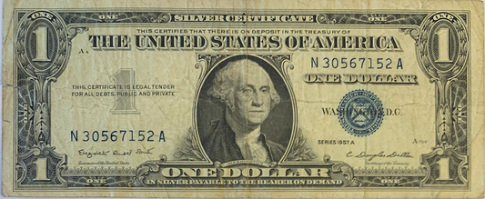 Historical Gem: US 1 Dollar Silver Certificate Blue Seal Series 1957-A