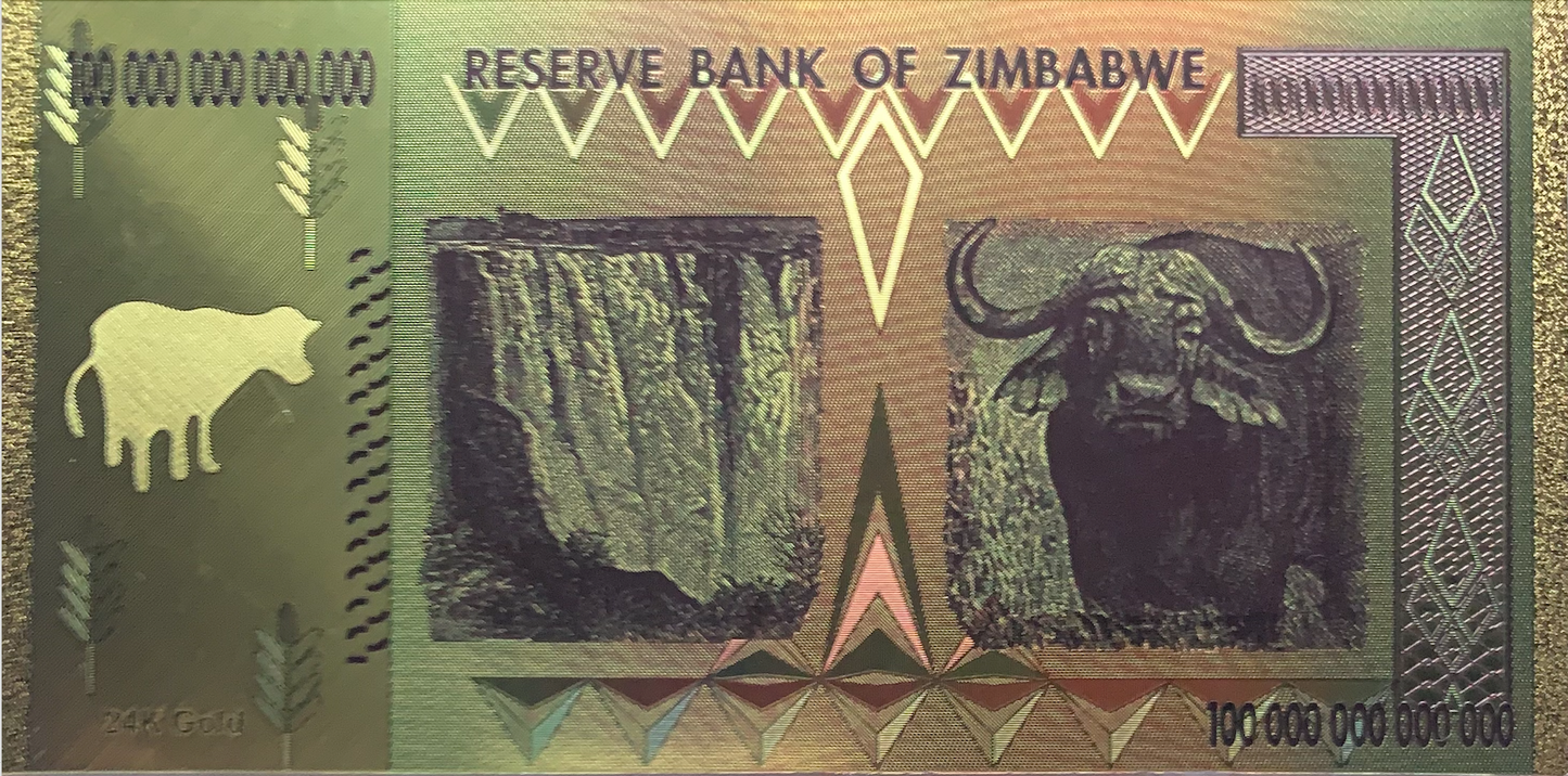 Non-Circulating Zimbabwe 100 Trillion Dollar Note - Plastic, High Quality