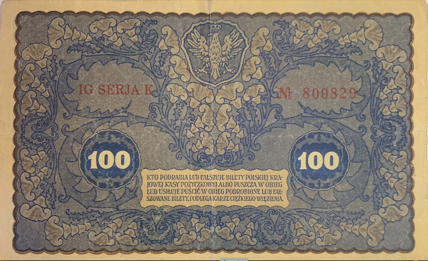 Collectible 1919 Poland 100 Marek Banknote - Limited Edition