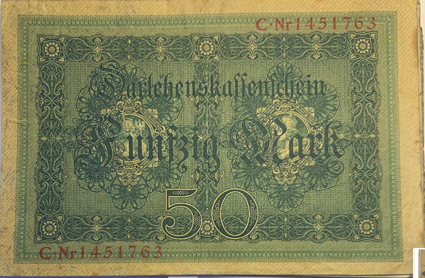 Rare 50 Mark 1914 German Banknote - William II Era, Demonetized