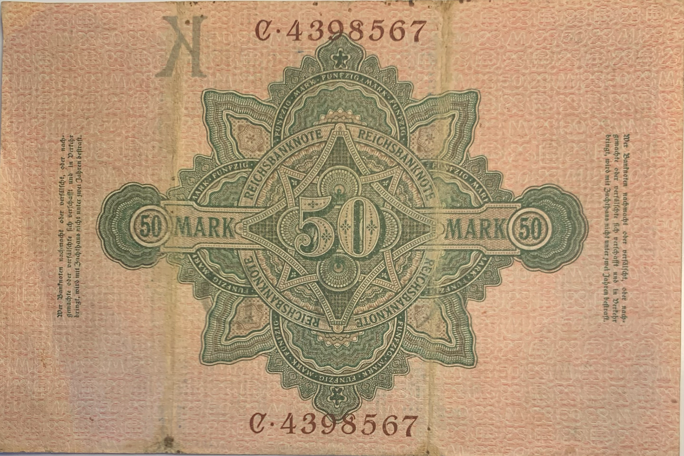 Vintage 50 Mark Banknote (1906-1910) - German Empire Currency