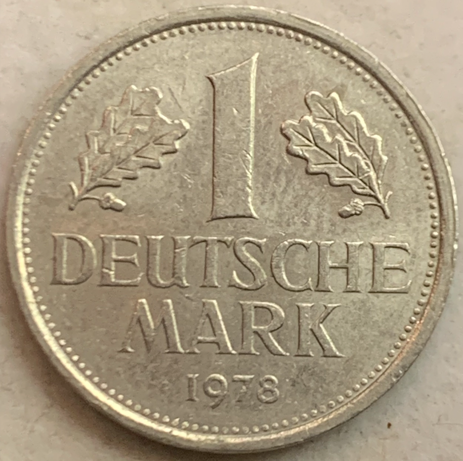 Rare Germany 1 Mark Coin 1950-2001 - Federal Republic Era, KM#110