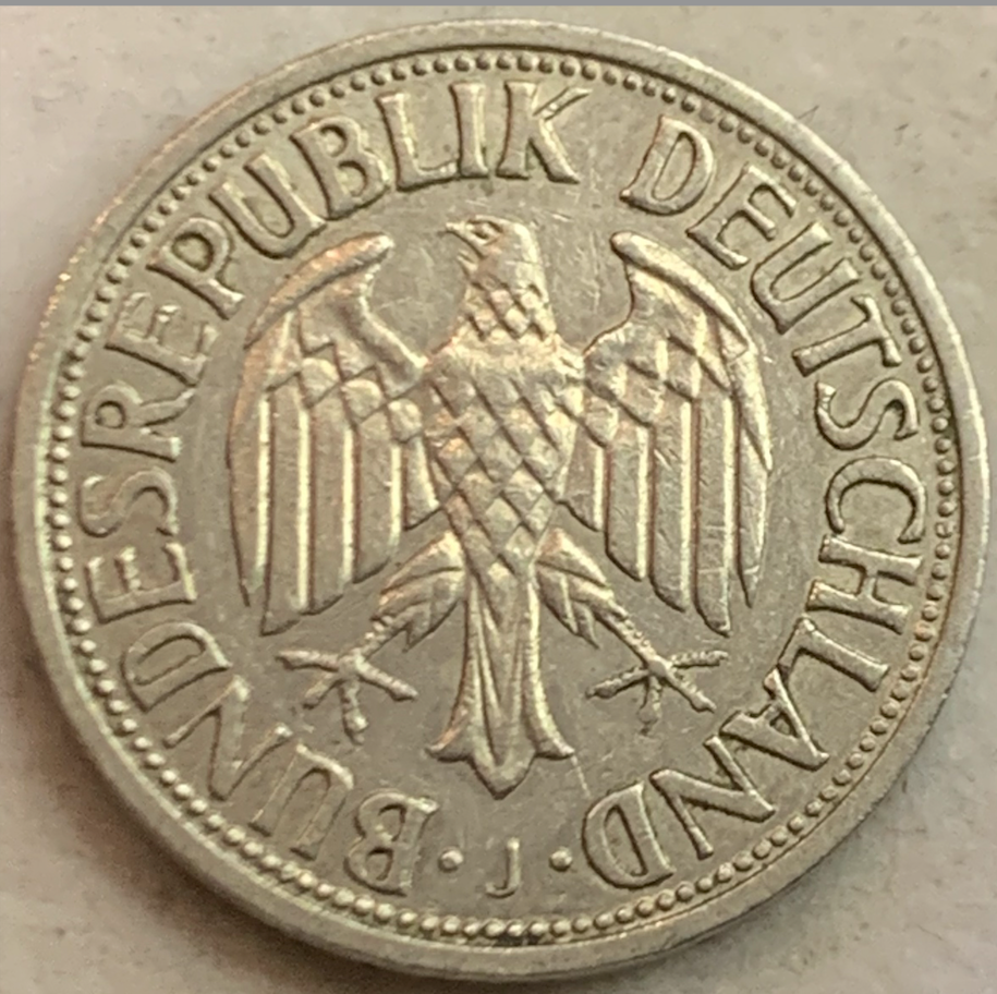 Rare Germany 1 Mark Coin 1950-2001 - Federal Republic Era, KM#110