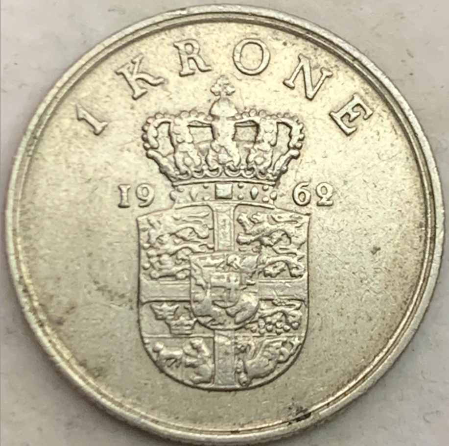 Rare Denmark 1 Krone Coin (1960-1972) - Frederick IX Era”