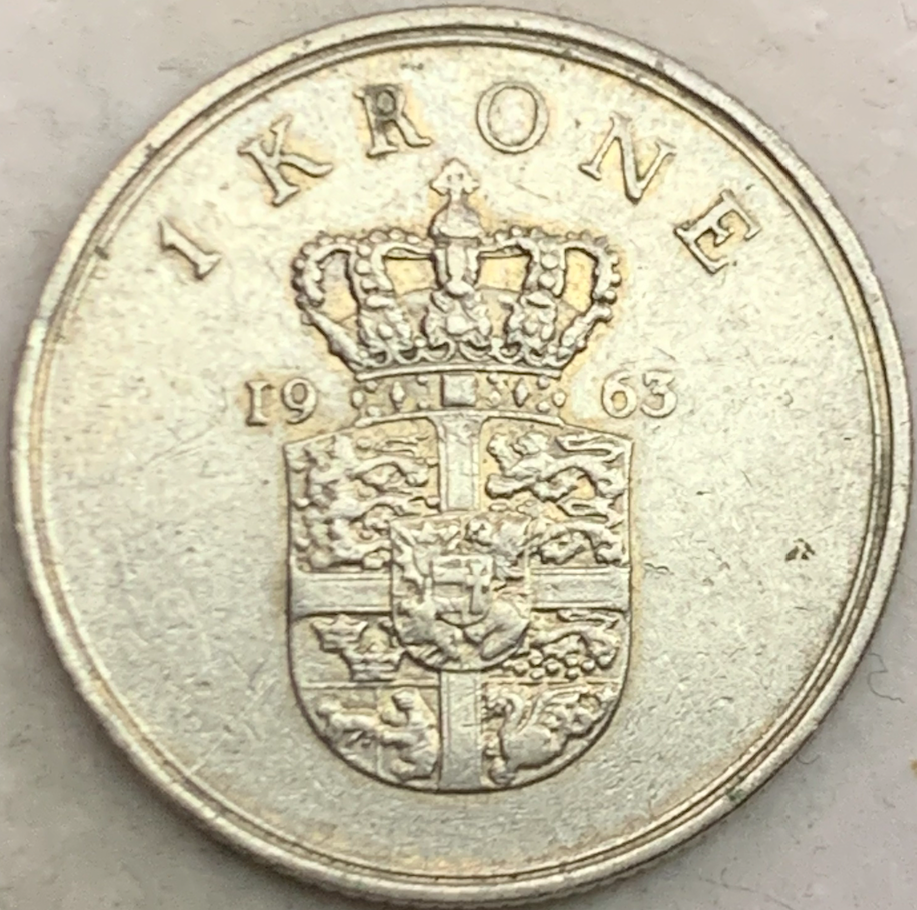 Rare Denmark 1 Krone Coin (1960-1972) - Frederick IX Era”