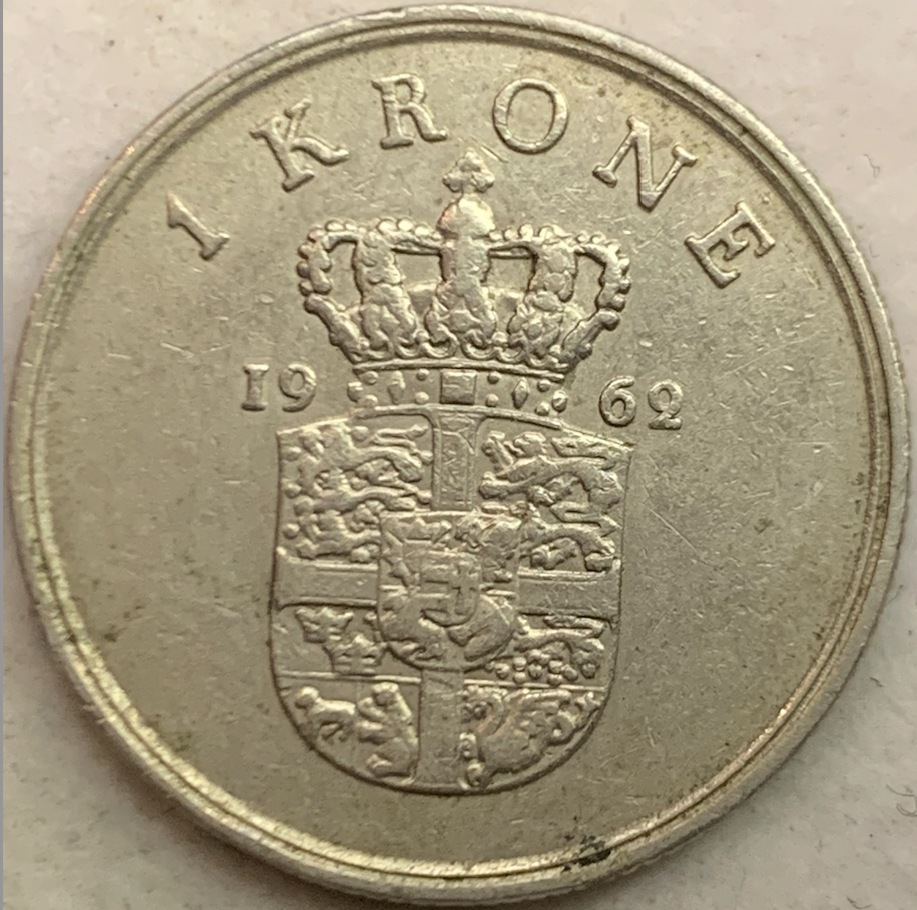 Rare Denmark 1 Krone Coin (1960-1972) - Frederick IX Era”