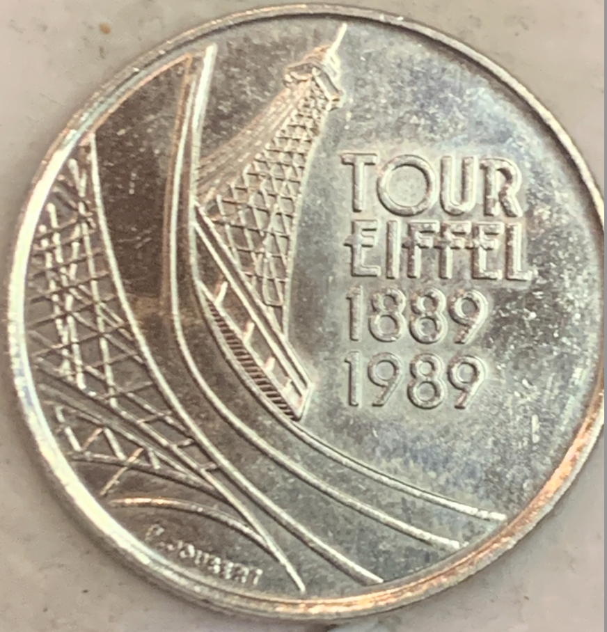 1989 France 5 Francs BU- 100th Anniversary Eiffel Tower Coin