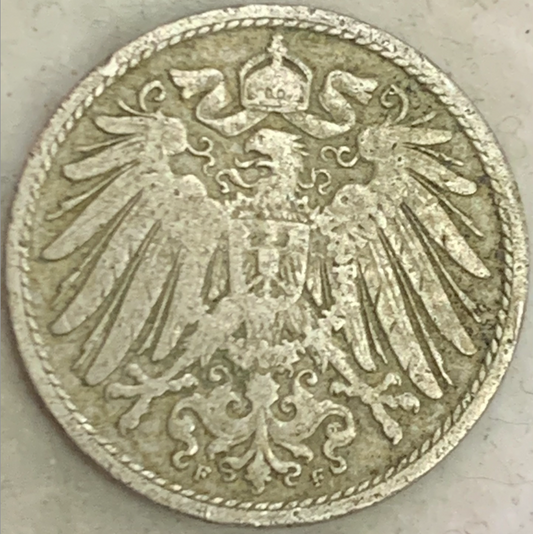 1899 Germany 10 Pfennig - Wilhelm II, Mintmark 'F' Stuttgart