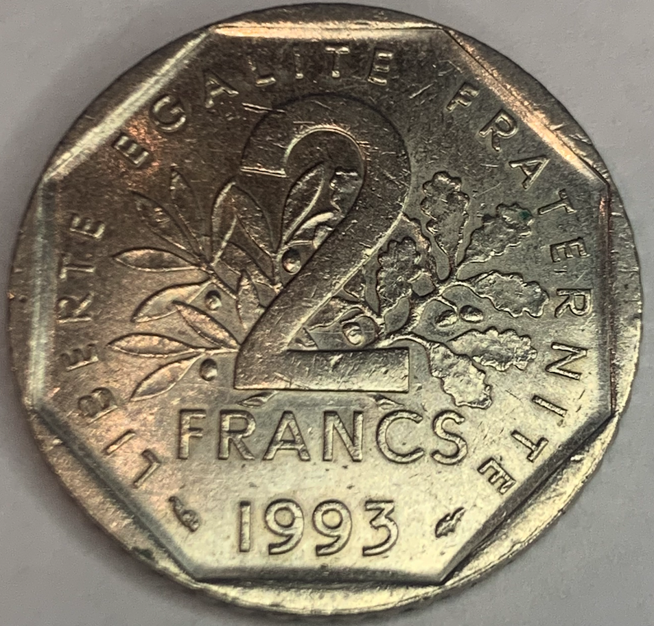 1993 France 2 Francs - National Resistance Movement 50th Anniversary”