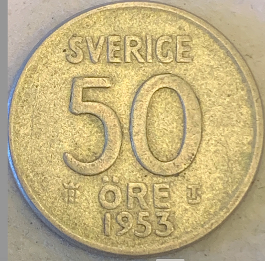 Sweden 50 Öre Silver Coin (1952-1961) - Gustaf VI Adolf, UNC