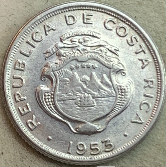 Costa Rica 10 Céntimos 1953 - Stainless Steel Coin