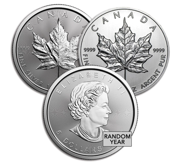 1 Oz Silver Maple Leaf Coin - Queen Elizabeth II, Random Dates