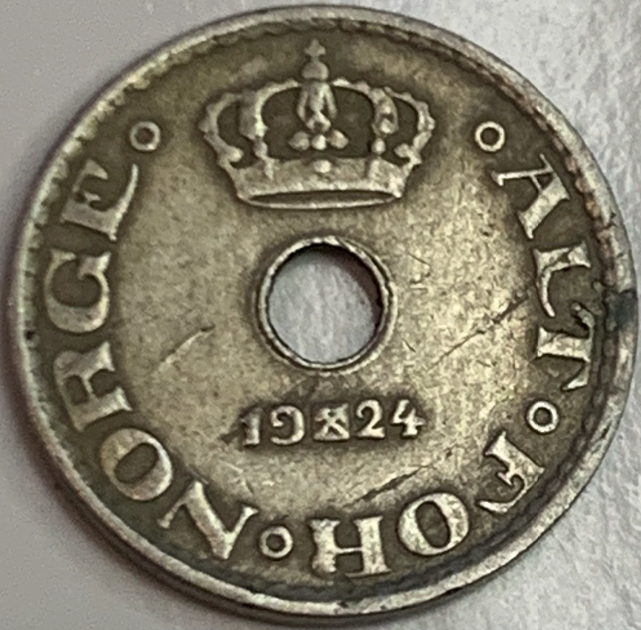 Norway 10 Öre 1924 - King Haakon VII Era, Collectible Copper-Nickel Coin